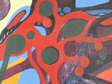 a painting of a giraffe that is painted on a wall