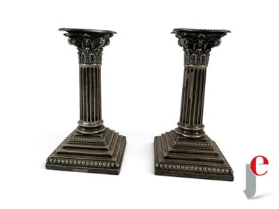 pair of antique brass candlesticks