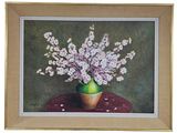 painting of a painting of a vase of flowers on a table
