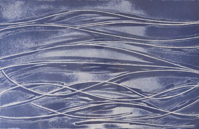 BILLAT (XXè) Bleu en l'ile Lithographie, encadrée