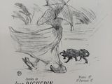 an image of a drawing of a woman walking with an umbrella