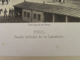 a drawing of a horse stable with horses in the background