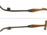 two pictures of a pair of wooden handled tools on a white surface