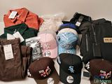 many hats and other items that are on the table