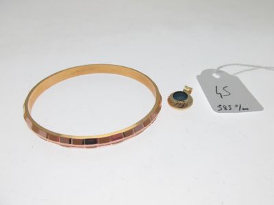 bracelet rigide d'enfant facetté 1 pendentif "oeil" serti … - Photo 1