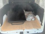 a cat that is laying in the back of a van