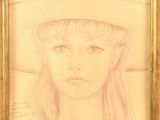 Portrait d'une jeune fille coiffée d'un chapeau de paille, par [auteur]