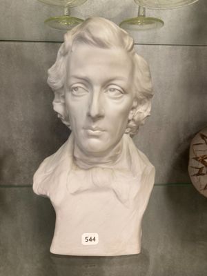 un buste d'homme dans une vitrine