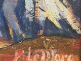 a painting of a person standing in a field