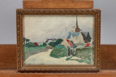 an image of a picture of a painting on a wooden table