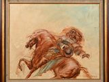 an image of a painting of a man riding a horse