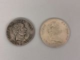 l'image d'une pièce de monnaie et une pièce représentant la tête d'une femme