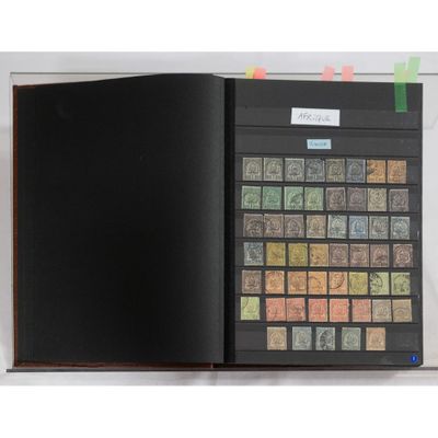 an open book with a picture of stamps on it