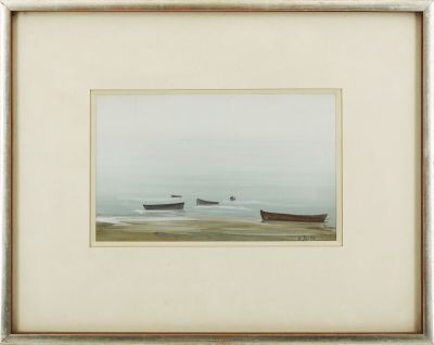 une image représentant un tableau où l'on voit deux bateaux sur l'eau