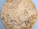 une illustration représentant une chèvre et un homme dans un paysage