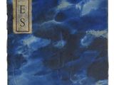 un vieux livre à la couverture bleue posé sur une surface blanche