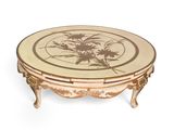 an image of a coffee table with a floral design on it
