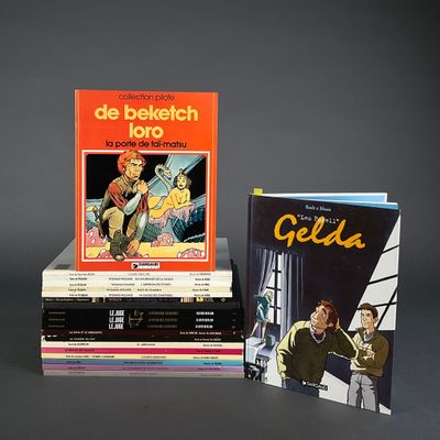 three books are stacked on top of each other on a table