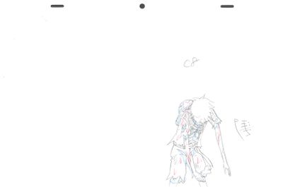 un dessin représentant un homme avec un couteau à la main