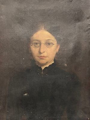 ÉCOLE du début du XXe siècle Portrait de femme portant des l… - Photo 1
