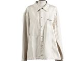 an image of a white shirt with a black and white stripe pattern