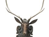 a close up of a deer head on a white background