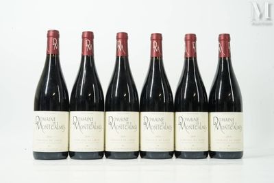 six bottles of wine are lined up on a white surface