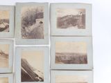 several old black and white photographs of a train on a track