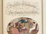 un vieux livre sur lequel figure la photo d'un homme et d'une femme assis sur un canapé