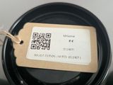a black cup with a qr code attached to it