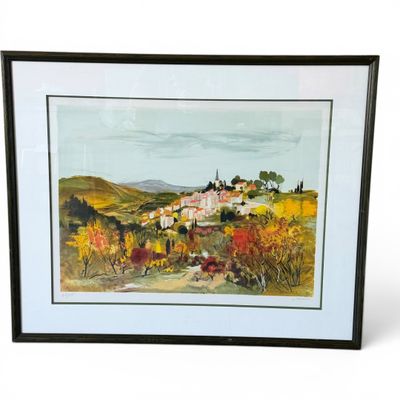 an image of a painting of a landscape with a house in the distance