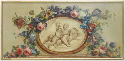 une image représentant un tableau de deux chérubins dans un cadre doré