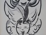a picture of a drawing of a bird on a piece of paper