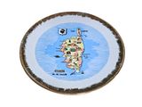 a plate with a map on it on a white background