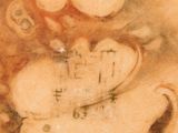 a close up of a painting of a person holding a teddy bear