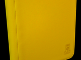 a close up of a yellow folder on a black background