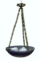 MULLER FRERES. Lustre vasque à trois lumières en verre doubl…