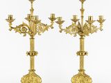 pair of antique brass candelabs
