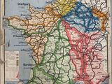 an old map of france with its major roads and major cities