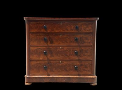 an image of a wooden chest of drawers on a black background
