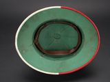 an image of a green hat with a red band around the brim