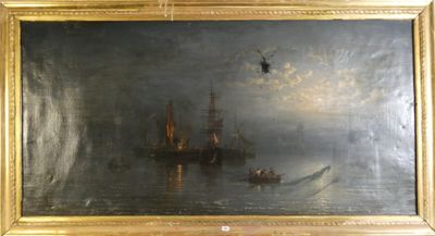 l'image d'une peinture représentant un navire dans un plan d'eau