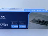 the box is open on a white surface with a blue and white logo