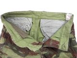the pants are green and brown with a camo pattern on them