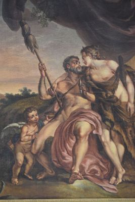 Ecole du XIXè siècle, "Hercule et Omphale", huile sur toile …
