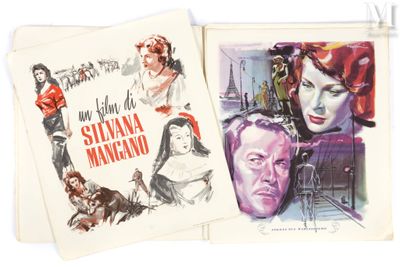 deux affiches de cinéma vintage représentant une femme et un homme sur fond blanc