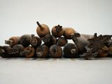 a pile of nuts that are sitting on a table