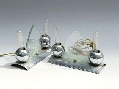 two lamps that are sitting on top of each other