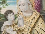 an image of a painting of a woman holding a baby and praying