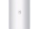 a close up of a white water heater on a white background